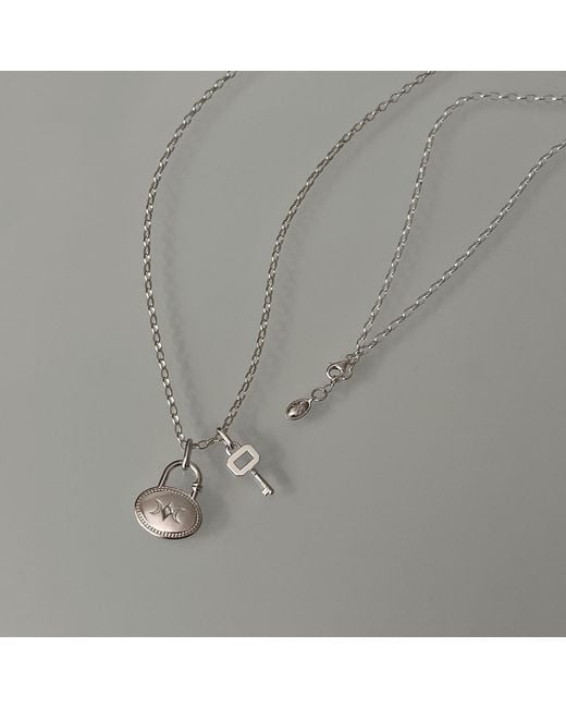Cote Cache Metallic Côtê Caché Lock & Key Chain Necklace