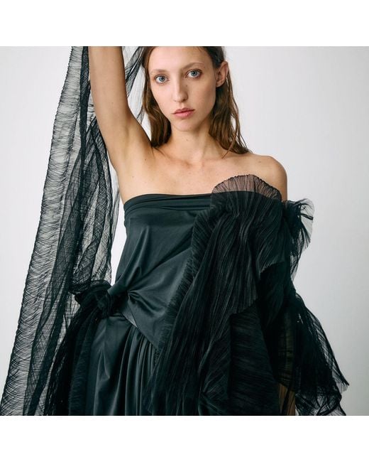 Miro Misljen Black Ethereal Drape Gown
