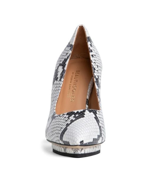 Beautiisoles by Robyn Shreiber Made in Italy White Neutrals Pippa Natural Animal Print Leather Pump With Comfortable Platform Dressy Work & Elegant Evening