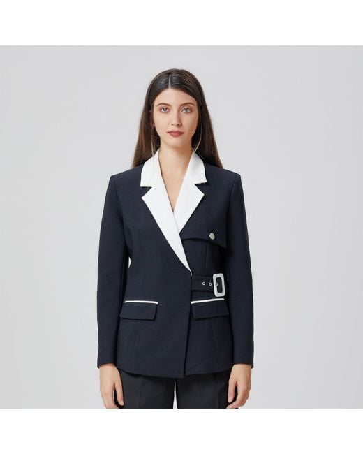 Smart and Joy Black Bi-Color Tailor Jacket