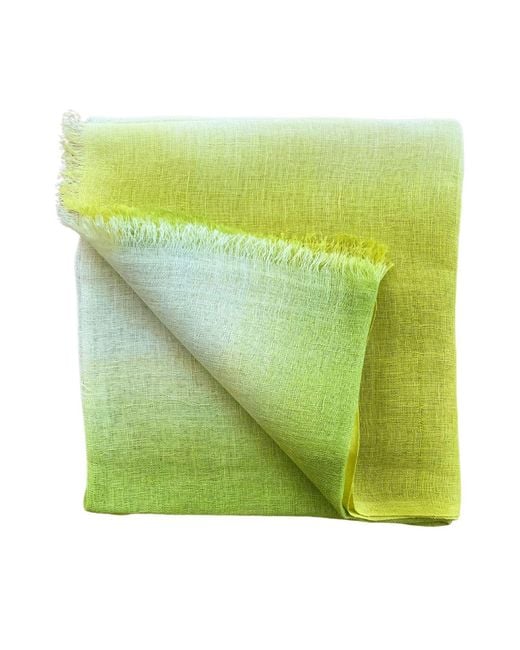 Heritagemoda Green Handmade Ombré Linen Scarf