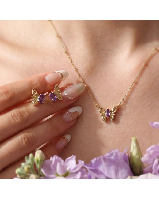 Azura Jewelry New York Metallic Sylphae Fairie Amethyst Necklace Vermeil