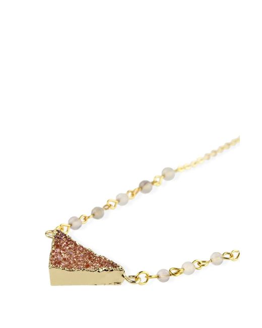 Saachi White Triangle Pendant Druzy Dark Necklace