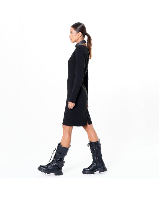 Metamorph Black Long Sleeve Sheath Dress