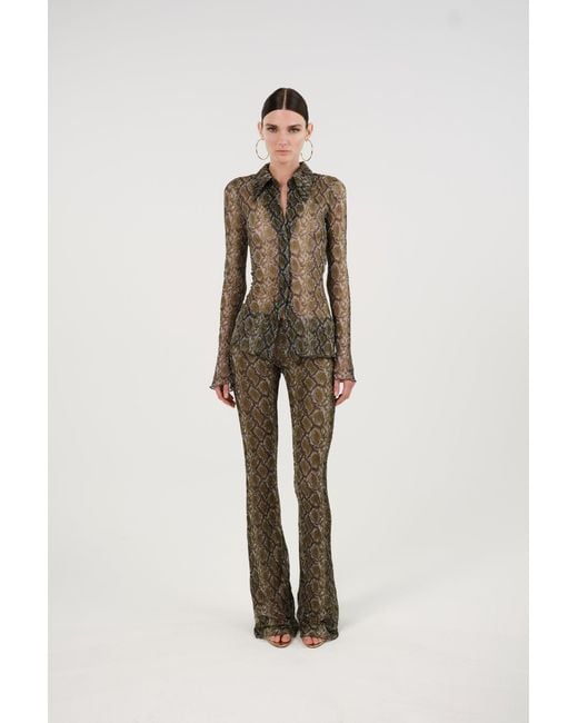 Nocturne Green Snake Print Shirt