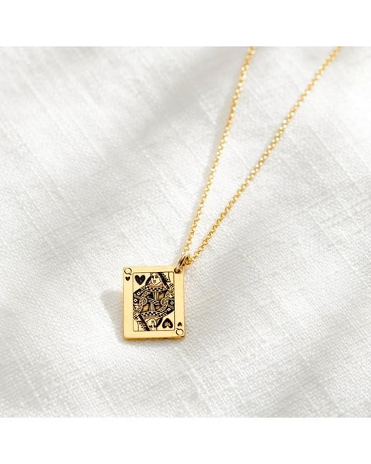 Posh Totty Designs Metallic Plated Queen Of Hearts Playing Card Charm Necklace