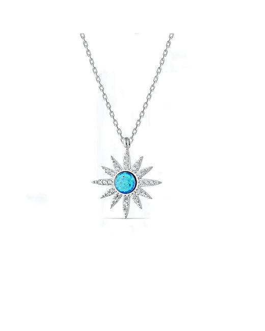 Spero London Blue Opal Sun Necklace