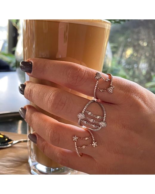 Ecce | Artisan Diamonds Metallic Solid 18Ct Drop Chain Link Diamond Ring