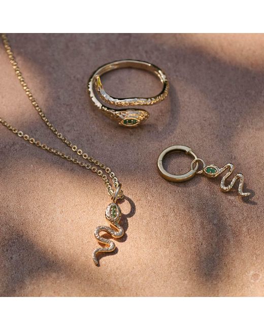 Zohreh Metallic Emerald Snake Pendant 9K
