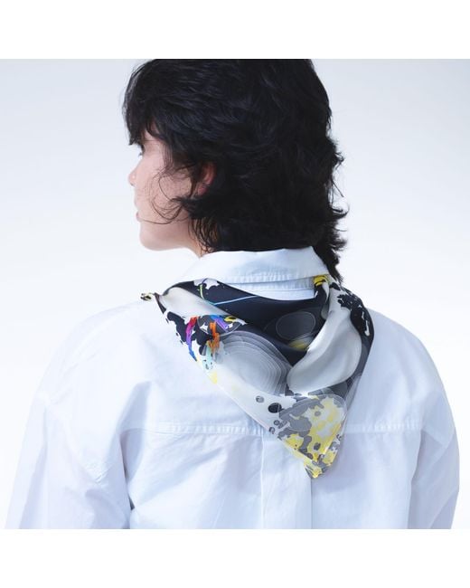Lilia Munn Blue Geometric Play Silk Scarf