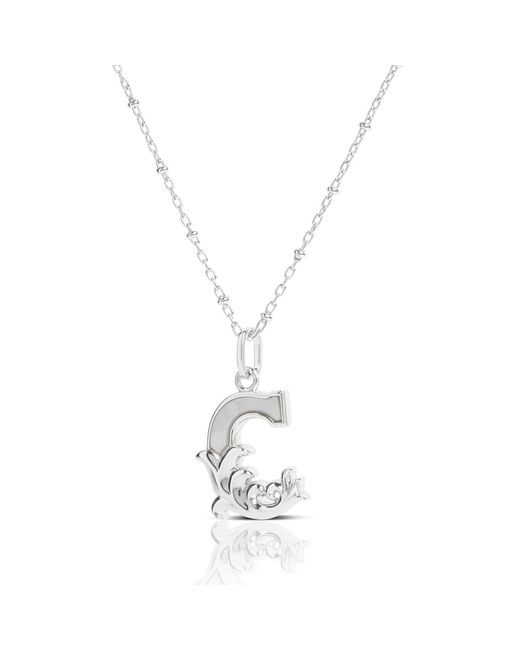 Kasun Metallic Solid C Initial Necklace With Mother Of Pearl