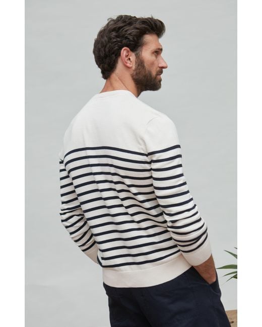 Paul James Knitwear Gray Neutrals Lightweight Cotton Allen Striped Breton Sweater for men