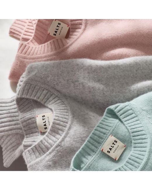 Salts Cashmere Green Lofty Knit Crew Neck Sweater