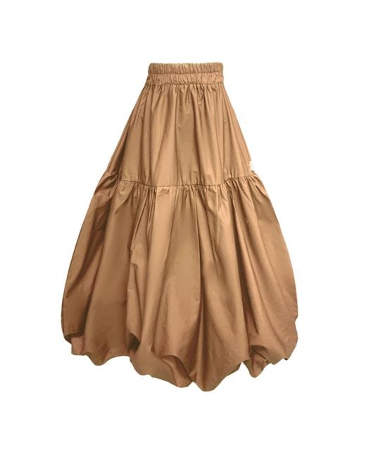 Frock Tales Brown Mylar Puffball Midi Skirt