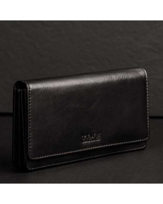 Time Resistance Black Leather Continental Wallet