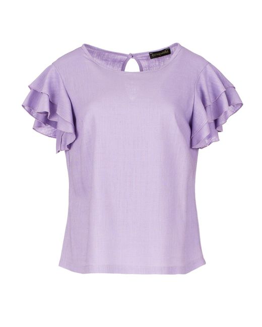 Conquista Purple Frill Detail Lilac Top