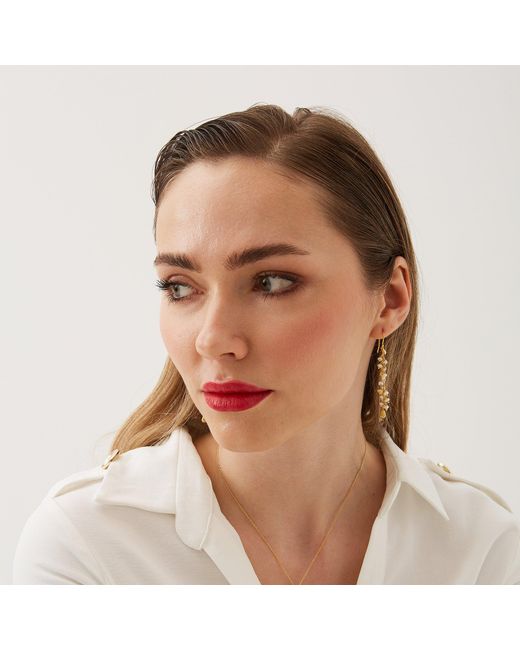 Spero London Metallic Multiple Baroque Pearl Drop Sterling Earring