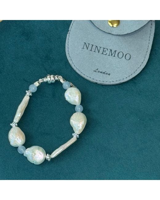 Ninemoo Blue Aquamarine Baroque Pearl Bracelet