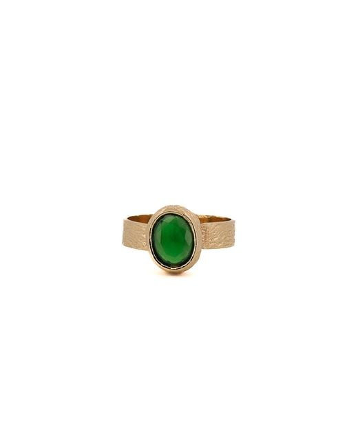 Ebru Jewelry Cleopatra Green Jade Gemstone Gold Ring