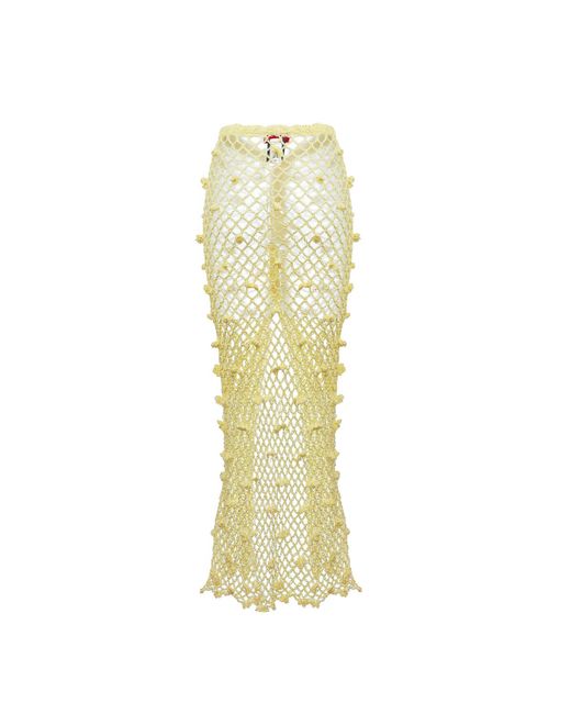 Andreeva Metallic Yellow Handmade Crochet Skirt