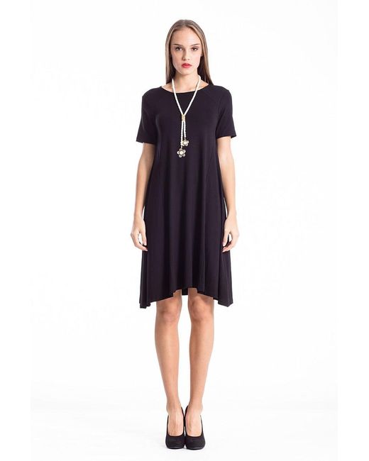 Conquista Black Dress With Uneven Hemline