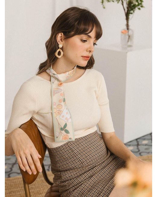 Lost Pattern Metallic Wonderland Silk Twill Neck Bow
