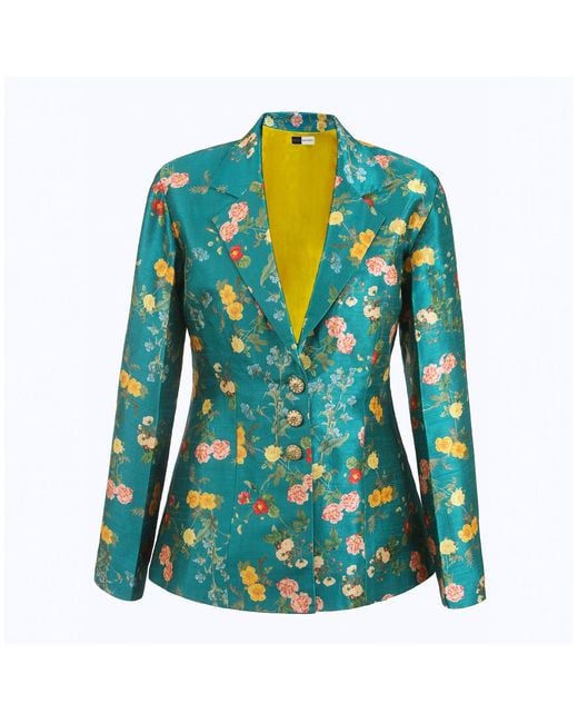 Richa Sharma Green Single Breasted Tailored Blazer Jacket