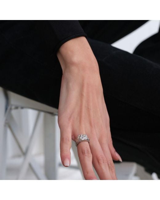 LINYA JEWELLERY Metallic Deka Amorphous Rectangular Matte Ring