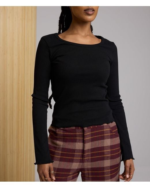 Known Supply Black Ribbed Cotton Long Sleeve