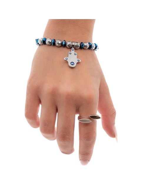 Ebru Jewelry Blue Positive Hamsa Bracelet