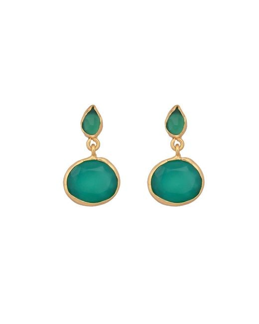 Opium Jewels Green Double Droplet Oval Studs