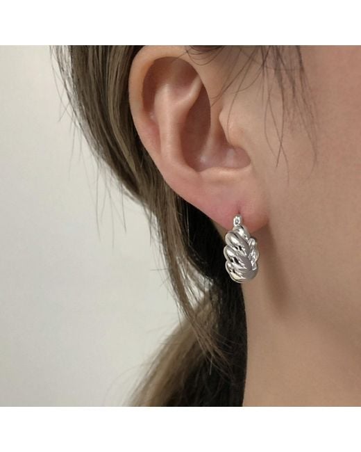 Cote Cache Metallic Croissant Creole Hoop Earrings