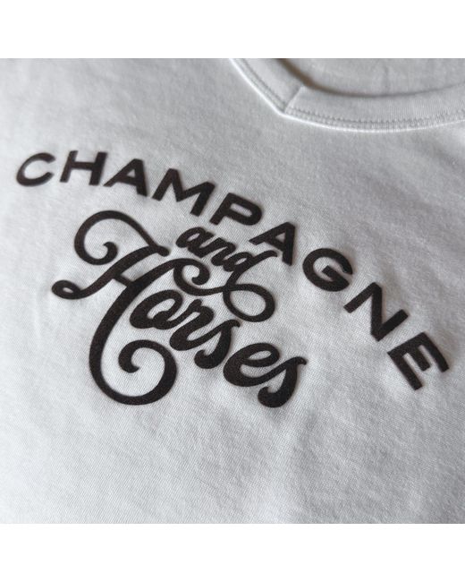 Champagne & Horses White Statement Tee