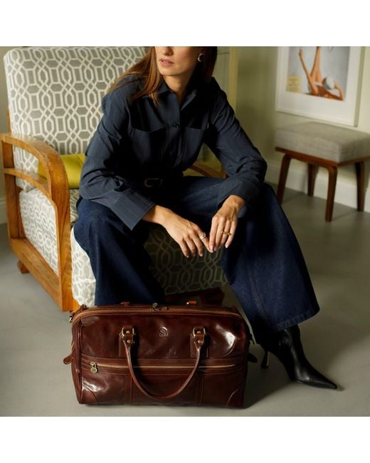 Time Resistance Brown Leather Duffel Bag For for men