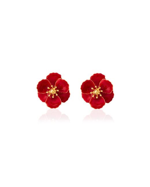 Milou Jewelry Red Blossom Flower Earrings