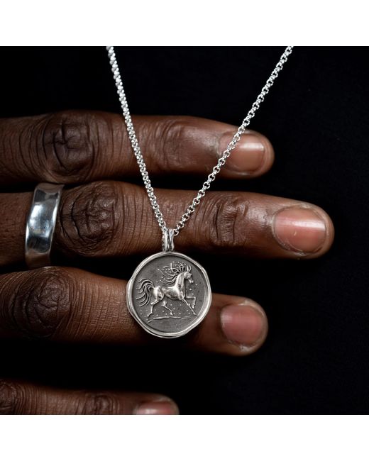 Dower & Hall Black Fire Horse Talisman Necklace for men