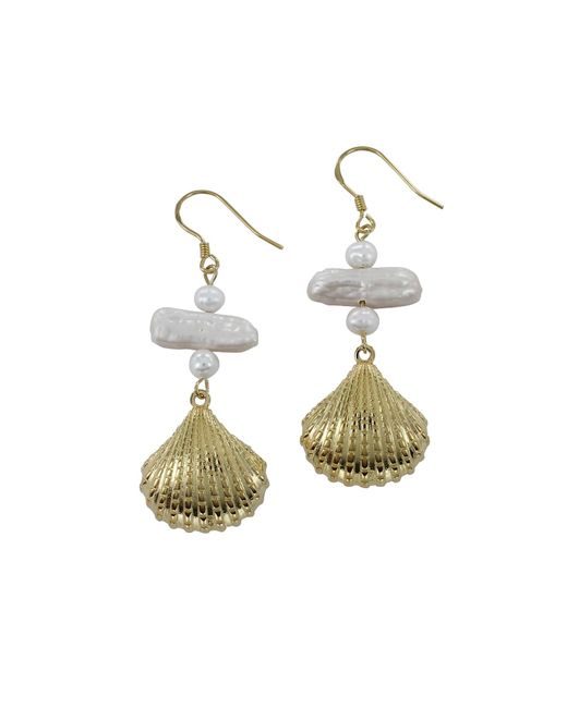 Reeves & Reeves Metallic Pearl And Scallop Shell Drop Earrings