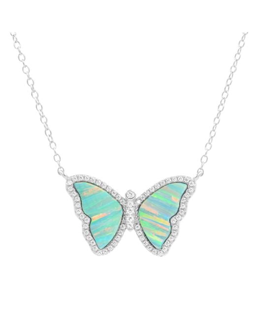 KAMARIA Metallic Opal Butterfly Necklace With Stripes