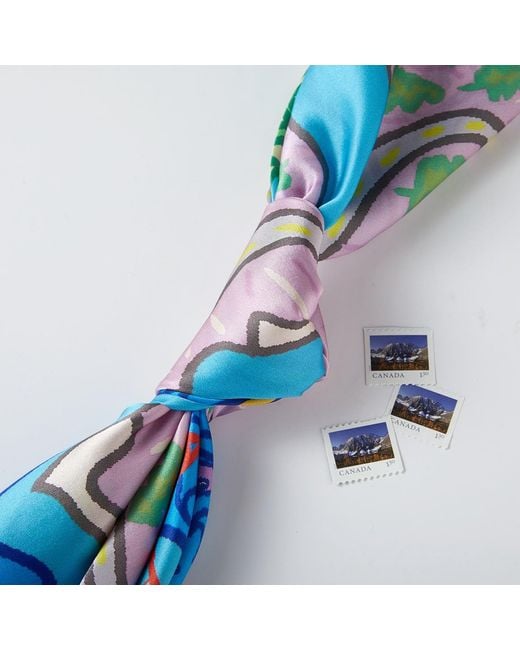 Soft Strokes Silk Blue Vancouver Pure Silk Large Square Scarf