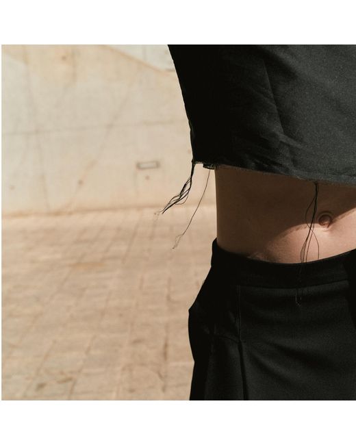 Sazha Black Silk Taffeta Cropped Top With Voluminous Sleeves