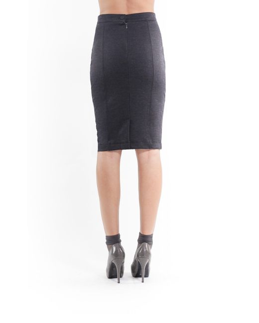 Conquista Gray Stretch Pencil Skirt Anthracite