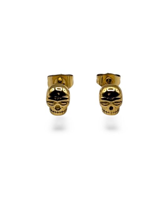 Jagged Halo Jewelry Black Skull Micro Stud Earrings