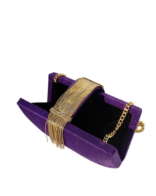 Simitri Purple Plum Fringe Clutch