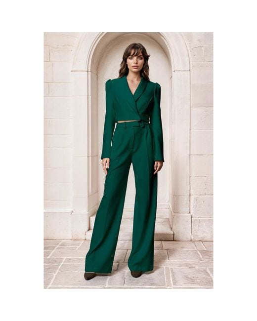 Angelika Jozefczyk Green Emerald High-Waisted Wide-Leg Trousers Sanremo
