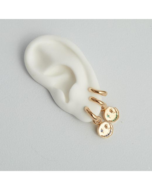 Kasun Metallic Smile Hoop Earrings – May – Emerald – Plated