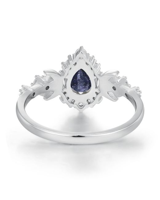 Azura Jewelry New York Blue Galactic Pear Cut Sandstone Ring Vermeil