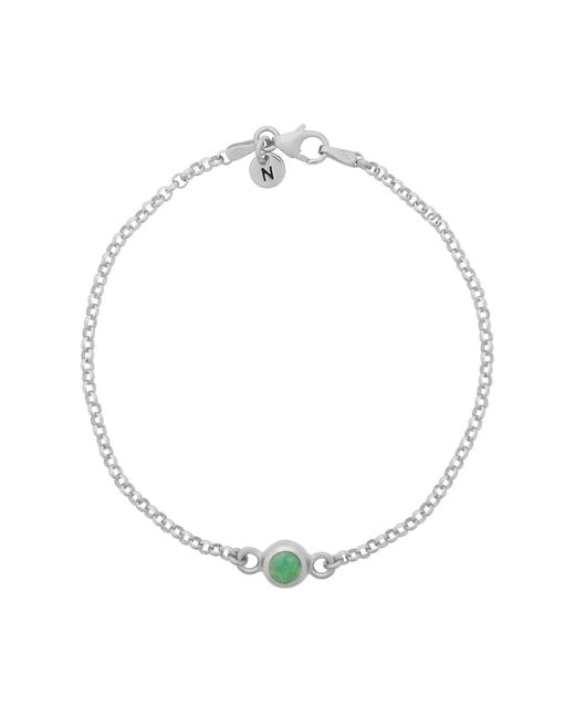 Nellou Jewellery Metallic Chrysoprase Birthstone Gem Dot Bracelet Sterling