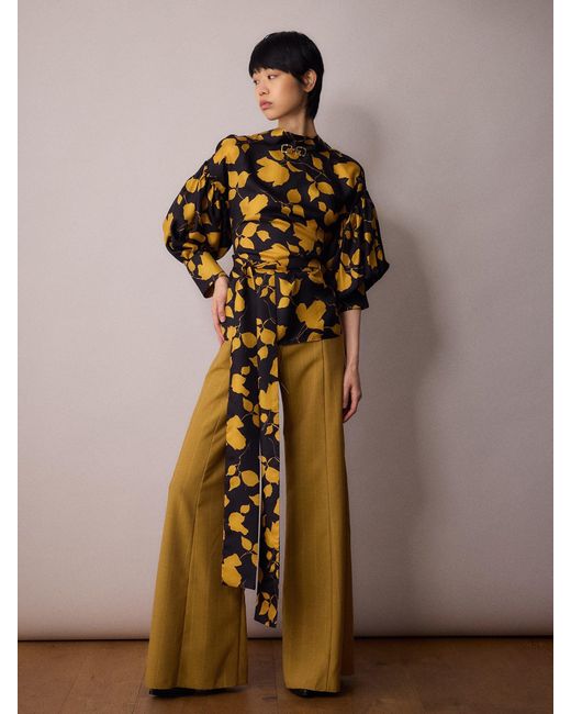Amanda Thompson Couture Yellow Wren Blouse Silk & Floral