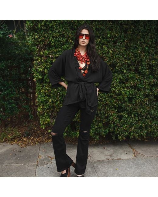 Jennafer Grace Black Onyx Dolman Wrap Kimono Top