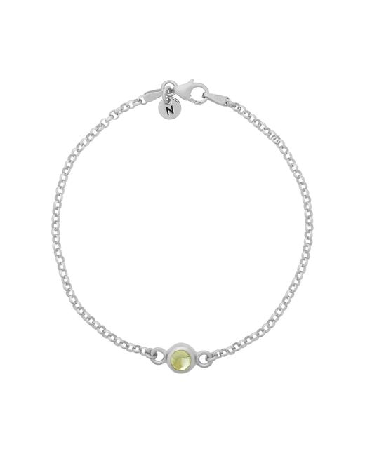 Nellou Jewellery Metallic Peridot Birthstone Gem Dot Bracelet Sterling- August